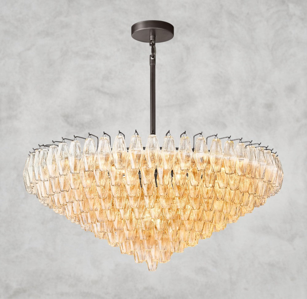 CHIARA CLEAR/ SMOKE GLASS TIERED ROUND CHANDELIER 37", 47", 62"